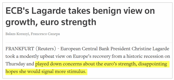 ECB lagarde takes benign veiw